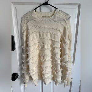 Cream Fringe Sweater